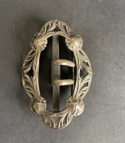 Set of six metal belt buckles, including...