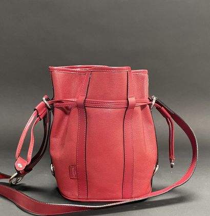LANCEL
Red embossed leather bucket bag with...