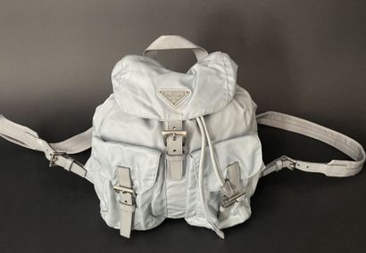 PRADA 
Small blue Re-nylon backpack, two...