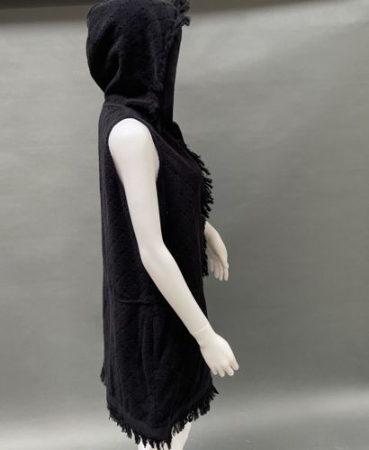 CHANEL
Black terry cloth dress with a hood,...