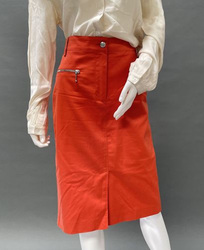 GEORGES RECH
Straight-cut coral cotton skirt...
