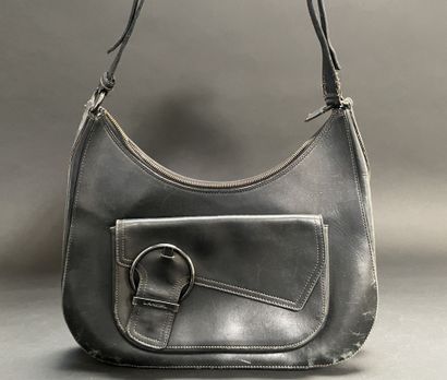 LANCEL

Black leather messenger bag with...