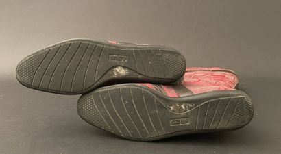 KENZO
Pair of carmine-red leather and canvas...