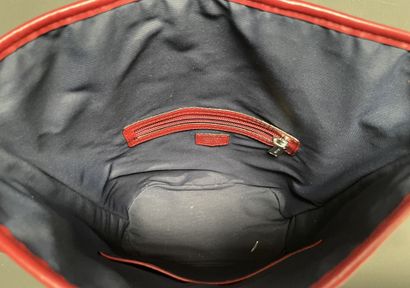 LANCEL
Red embossed leather bucket bag with...