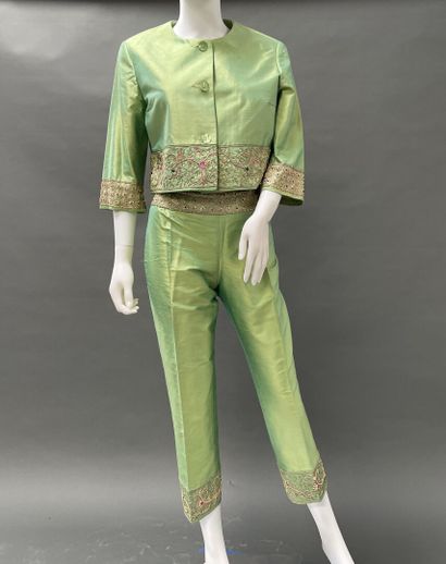 RENATO NUCCI
Green silk ensemble embroidered...