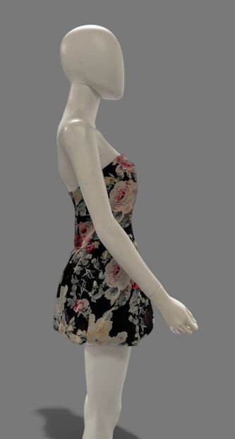 GUESS JEANS 
Floral-print strapless mini...
