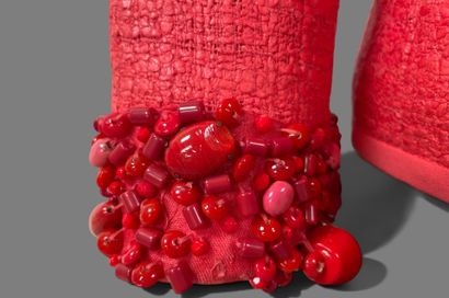 Georges RECH 
Coral-colored lustrous cotton...