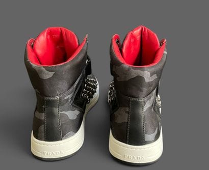 PRADA
Pair of high-top sneakers in camouflage...