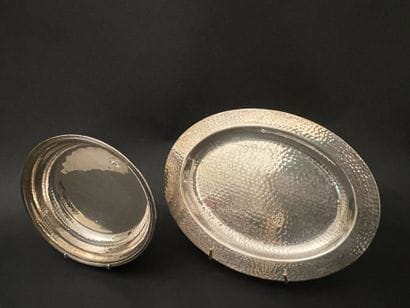 Christian DIOR
Two hammered silver plated...