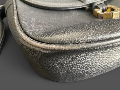 LANCEL
24 cm black grained leather bag, flap...