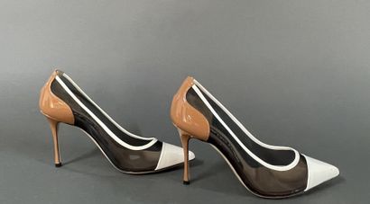 Sergio ROSSI 
Pair of two-tone white and...