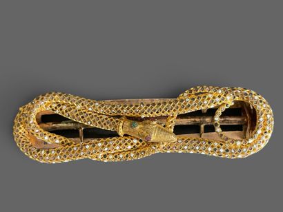 Belt buckle featuring a coiled snake design...