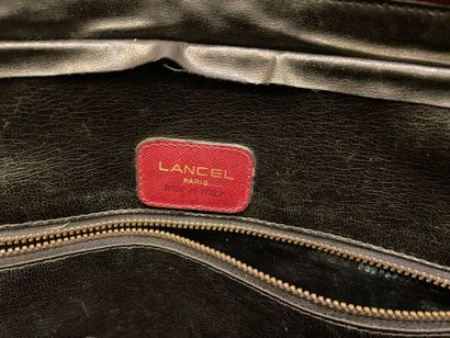 LANCEL 
Burgundy leather briefcase, double...