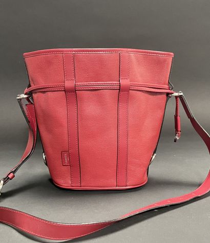 LANCEL
Red embossed leather bucket bag with...
