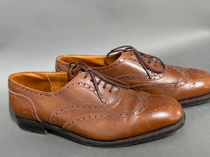 JM WESTON
Pair of brown leather lace-up derbies...