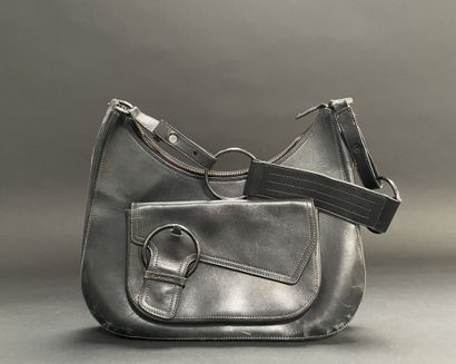 LANCEL

Black leather messenger bag with...