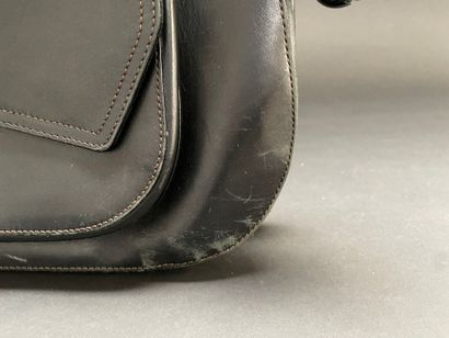 LANCEL

Black leather messenger bag with...