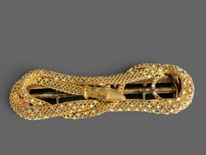 Belt buckle featuring a coiled snake design...