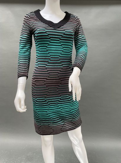 MISSONI 
Turquoise and brown knit dress,...