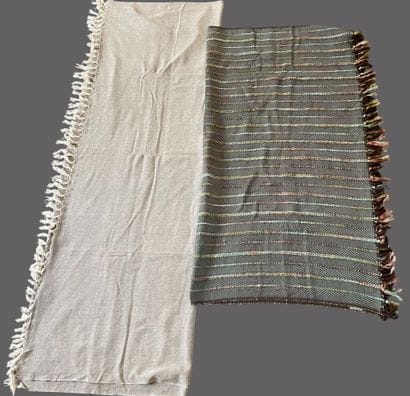 MADURA
Two plaids, one in mottled gray cotton,...