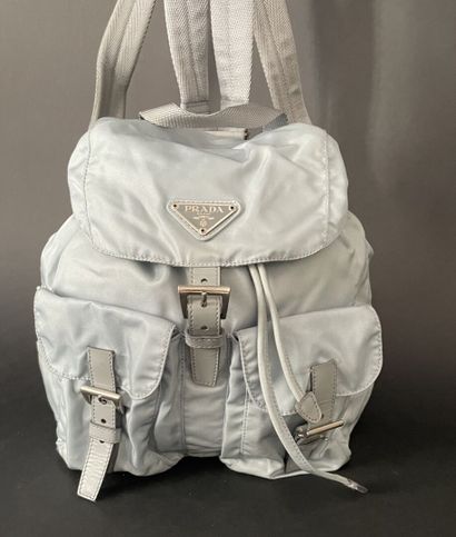 PRADA 
Small blue Re-nylon backpack, two...
