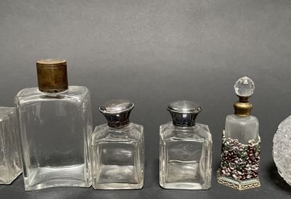 Set of glass and crystal bottles