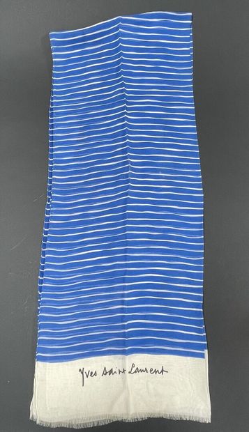 Yves SAINT LAURENT 
Ecru and blue striped...