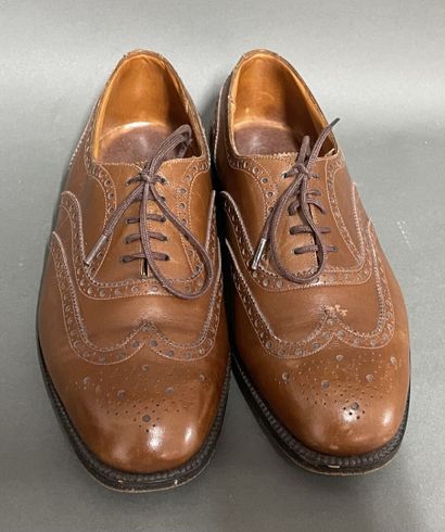 JM WESTON
Pair of brown leather lace-up derbies...