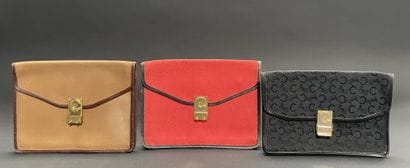 CELINE 
Set of three 25-cm canvas and leather...