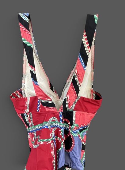 HERMES 
One-piece swimsuit with a rope print...