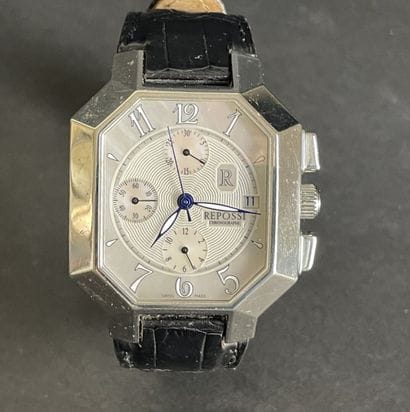 REPOSSI
Men's stainless steel wristwatch,...