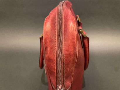 LANCEL 
Burgundy leather briefcase, double...