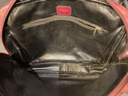 LANCEL 
Burgundy leather briefcase, double...