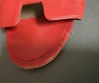 HERMES
Oasis sandals in orange leather, 5...