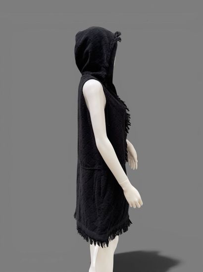 CHANEL
Black terry cloth dress with a hood,...
