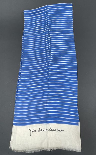 Yves SAINT LAURENT 
Ecru and blue striped...
