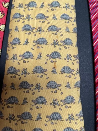 HERMES Paris
Set of five printed silk ties...