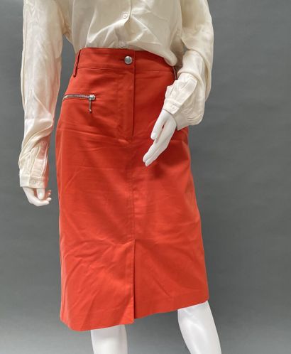 GEORGES RECH
Straight-cut coral cotton skirt...