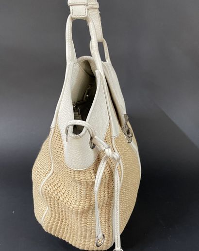 PRADA
40 cm tote bag in beige raffia, white...