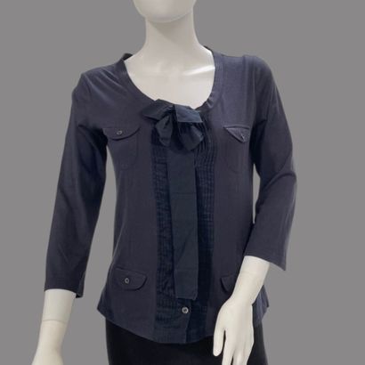 PRADA 
Black cotton top, 3/4-length sleeves,...