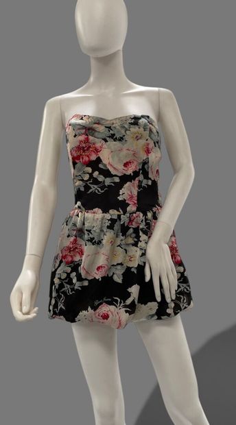 GUESS JEANS 
Floral-print strapless mini...