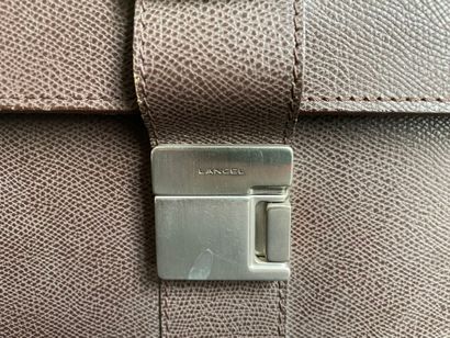 LANCEL
40 cm brown grained leather briefcase,...
