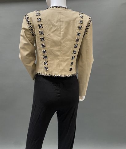 Michael KORS 
Beige cotton jacket trimmed...