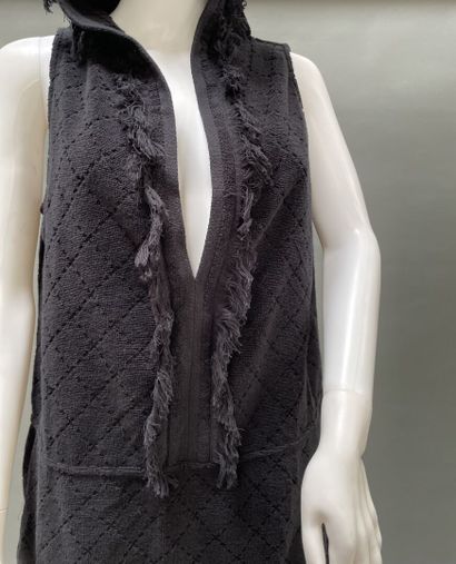 CHANEL
Black terry cloth dress with a hood,...