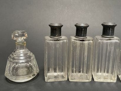 Set of glass and crystal bottles