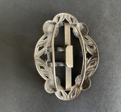 Set of six metal belt buckles, including...
