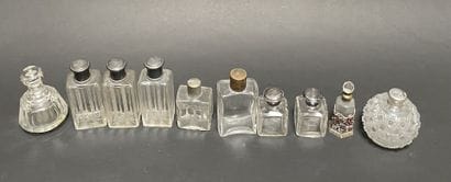 Set of glass and crystal bottles