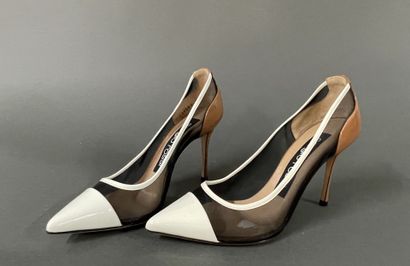 Sergio ROSSI 
Pair of two-tone white and...