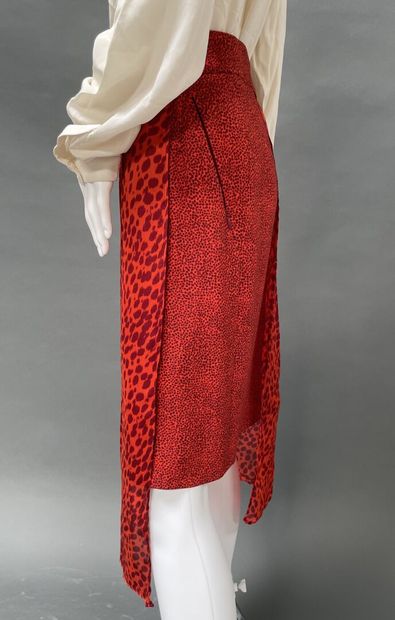 AKRYS
Red asymmetrical skirt with leopard...
