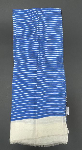Yves SAINT LAURENT 
Ecru and blue striped...